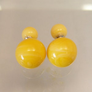 Murano glass double beads earrings, double sided earrings, glass jewelry, surgical steel, Made in Italy