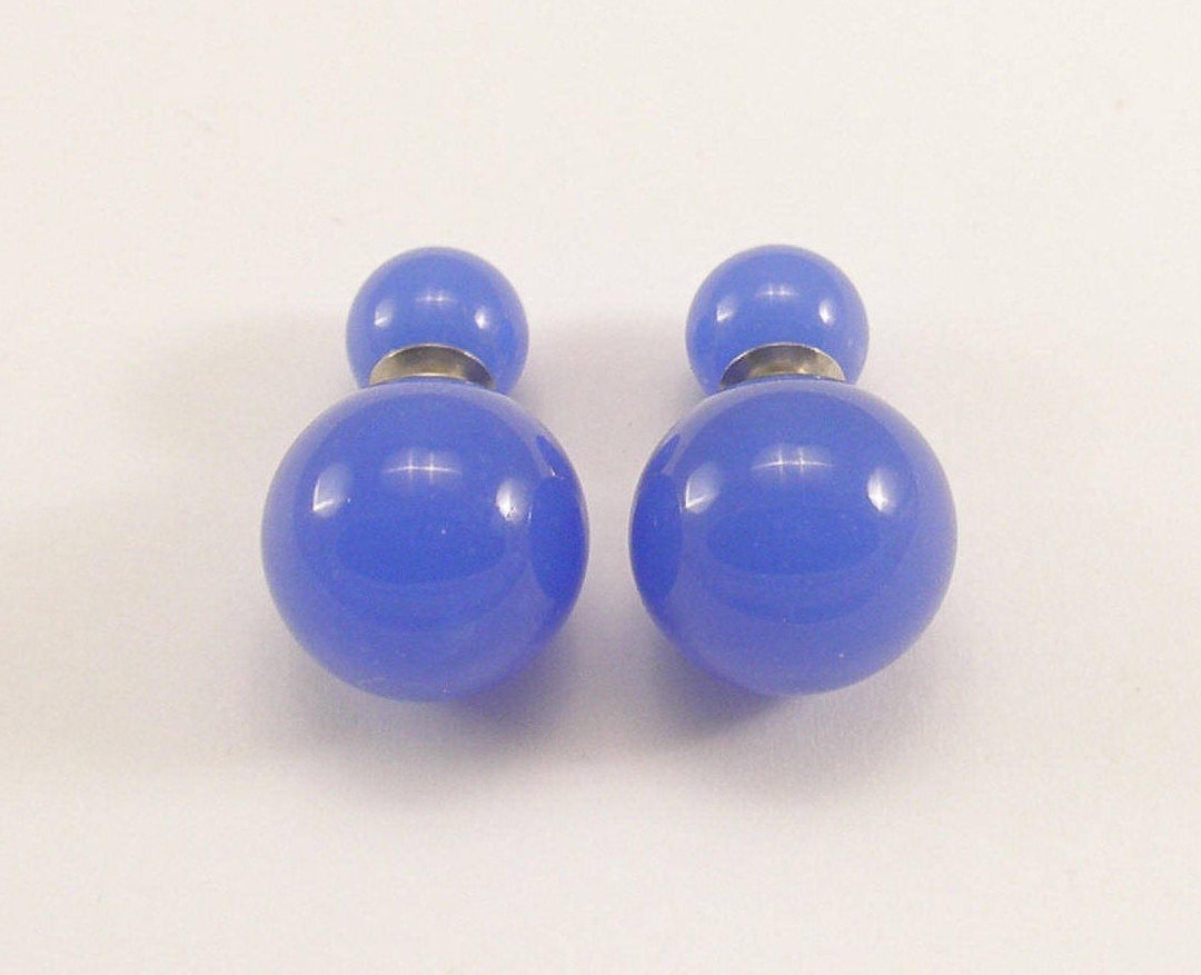 Murano Glass Blue Alabaster Double Sided Earrings Bright or - Etsy