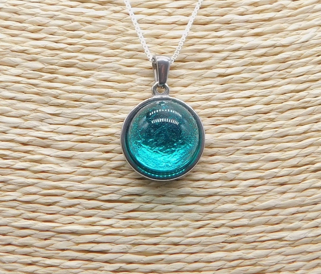 イタリアMURANO GLASS ペンダント【未使用】 Murano Glass Necklace: 999 Sterling Silver Foil Pendant, Made in