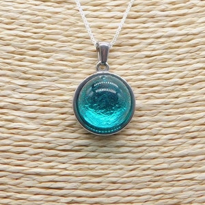 Murano Glass  necklace, flatback, many colors available, 999 sterling silver foil, Murano pendant, glass necklace, Made in Italy