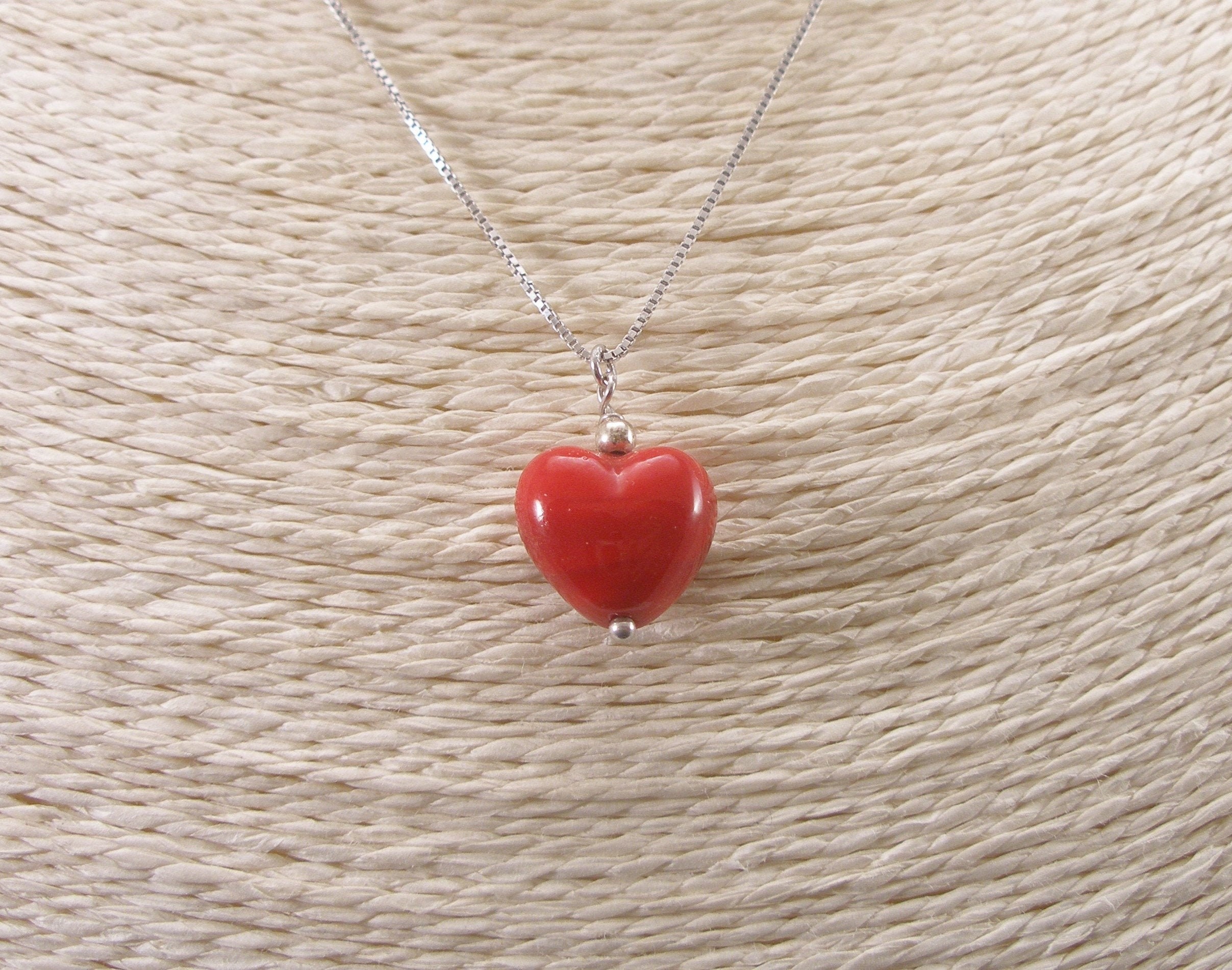 Collana Cuore in Vetro di Murano, Argento Sterling, acciaio inox, cuore in vetro, Made in Italy