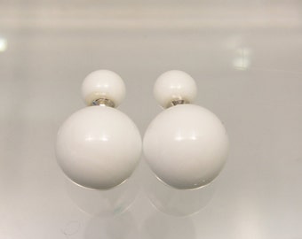Murano glass double beads earring, double sided earring, glass jewelry, surgical steel, Made in Italy