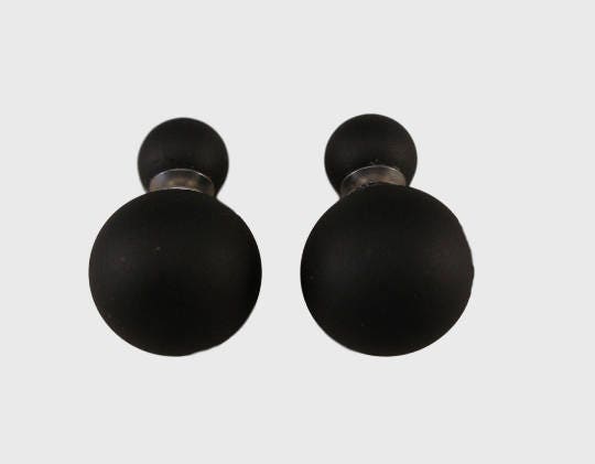 Murano glass Black double sided earrings, glass jewelry, surgical steel, sterling silver, Made in Italy