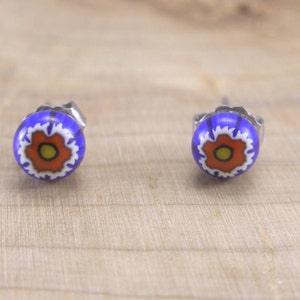 Murano Glass Millefiori Earrings: Surgical Steel Studs, Made in Italy