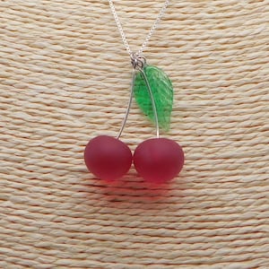 Murano Glass Cherries Necklace , Glass Jewelry, glass cherry pendant, Sterling silver, Made in Italy, glass berries