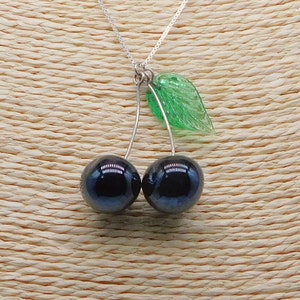 Murano Glass Cherries Necklace , Glass jewellery, glass cherry pendant, Sterling silver, Made in Italy, glass berries