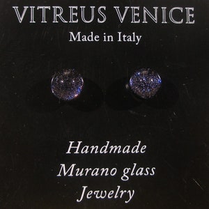 Murano Glass  Earrings, blue Aventurine, venetian Jewel, Stud earrings, post earrings, glass post earrings ,Made in Italy