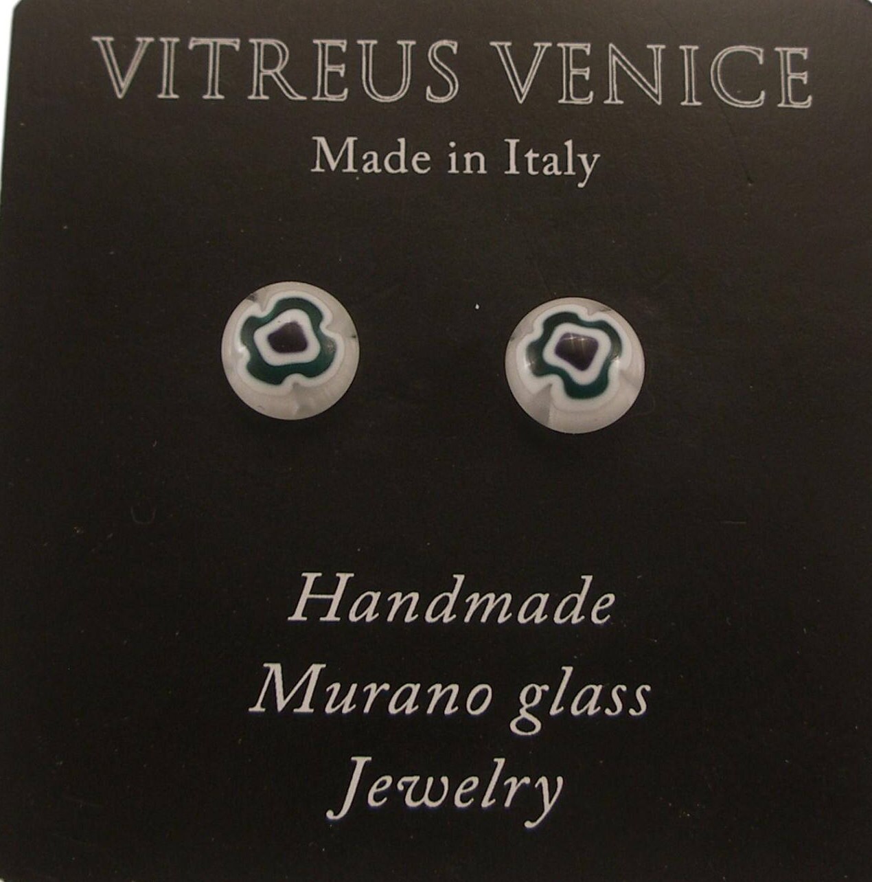 Murano Glass Millefiori stud earrings, fused glass ear post, surgical steel, Millefiori earrings, Made in Italy