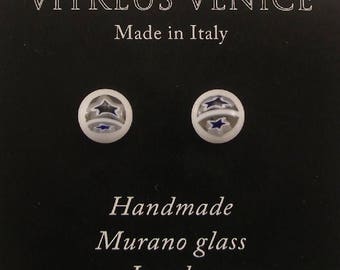 Murano Glass Murrini stud earrings, fused glass ear post, surgical steel, Millefiori earrings, Made in Italy