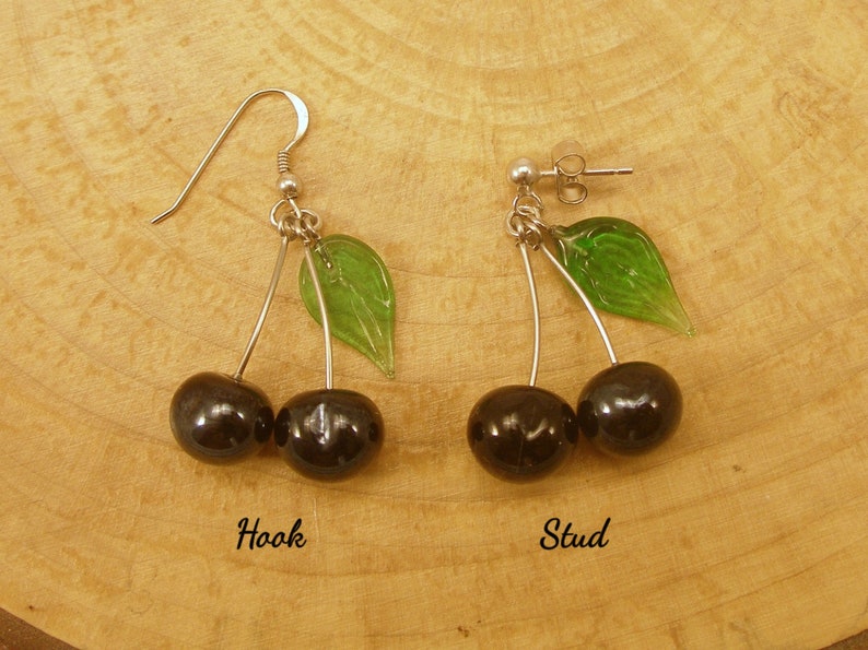 Murano Glass Black Cherries Earrings cherry bomb Sterling Etsy