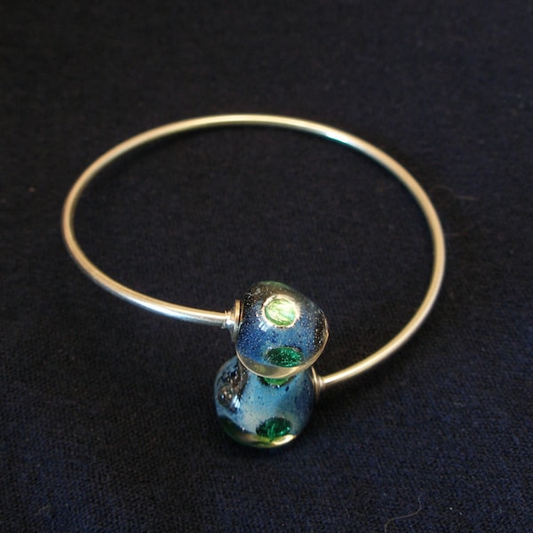 Bracelet en verre de Murano, bracelet contrarie, argent sterling, Made in Italy