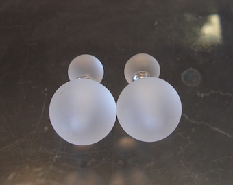 Murano glass double beads earring, double sided earrings, glass jewelry, surgical steel, Made in Italy