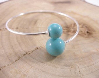 Murano glass Bracelet Aqua, Teal, contrariè bracelet, Sterling silver, Made in Italy
