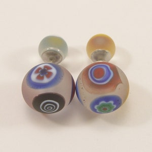 Murano glass, double side earring, , glass jewelry, surgical steel, sterling silver, Made in Italy