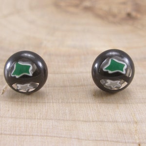 Glass  stud earring, fused glass ear post, surgical steel, Millefiori earrings, Made in Italy