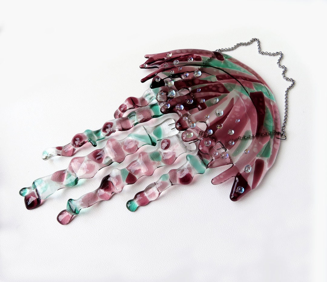Fused Glass Jellyfish Suncatcher Etsy