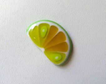 Citrus slice, fused glass  fridge magnet