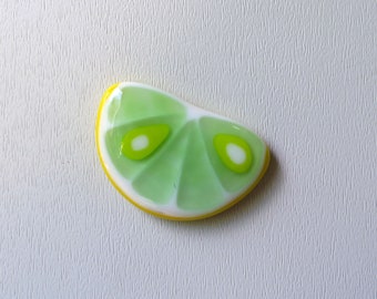 Citrus slice, fused glass  fridge magnet