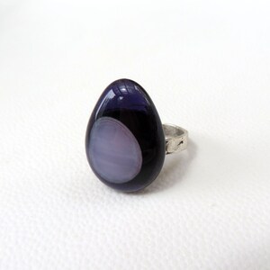 Adjustable lavender pink glass statement ring