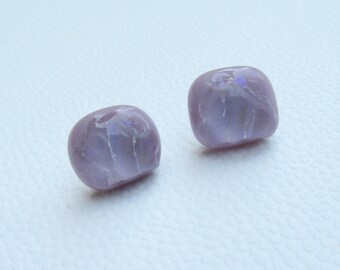 Fused glass lavender sparkling stud earrings