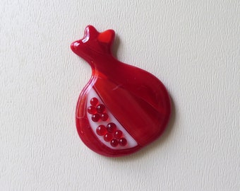 Pomegranate fused glass fridge magnet