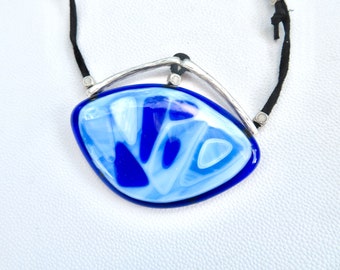 Fused glass blue necklace