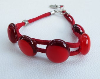 Red fused glass bracelet