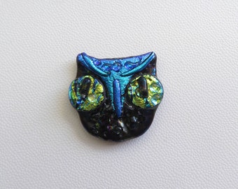 Dichroic glass Owl Fridge Magnet