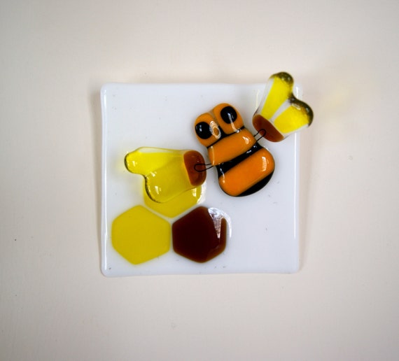 Fused Glass Honey Bee Decoration Etsy