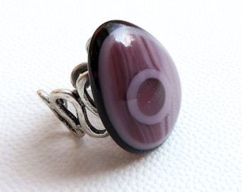 Adjustable purple glass statement ring