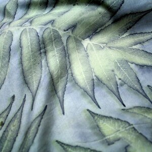 Hand woven silk new Hand printed with sumac leaves Khaki botanical dye