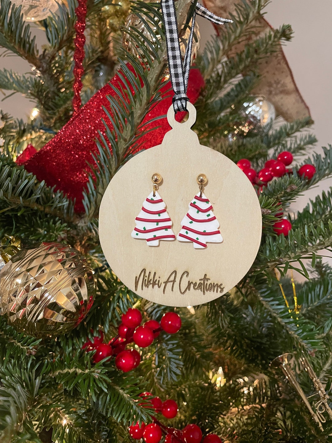 Christmas Tree Cake Earrings Etsy