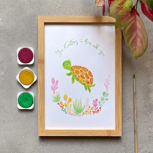 Quadro tartaruga acquerello, stampa tartaruga, poster tartaruga, stampa per bambini, stampa animali marini, disegni per bambini