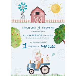 Invito DIGITALE ANIMATO fattoria - invito compleanno fattoria, invito whatsapp compleanno, invito personalizzato, animali fattoria