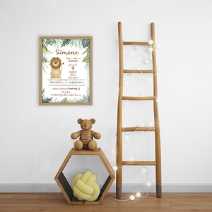 BIRTH PICTURE/birth keepsake idea, personalized gift idea, birth poster, lion nursery poster, baby boy and girl keepsake poster