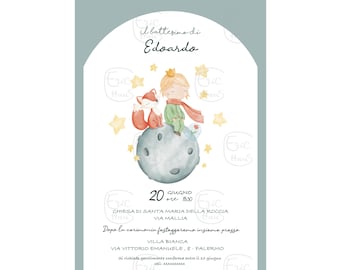 DIGITAL INVITATION little prince baptism with asteroid / little prince birthday invitation, whatsapp invitation, little prince party