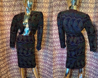 Vintage Sparkle Velvet Skirt Suit Set
