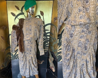 Vintage Snake Print Dress