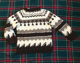 Vintage Hand knit Chunky Wool unisex Fisherman Sweater