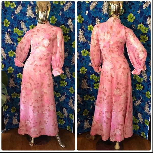 1960s Floral Chiffon Mini Day Dress