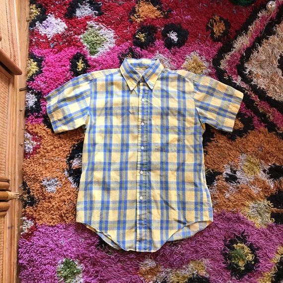 Vintage plaid short sleeve shirt - image 1