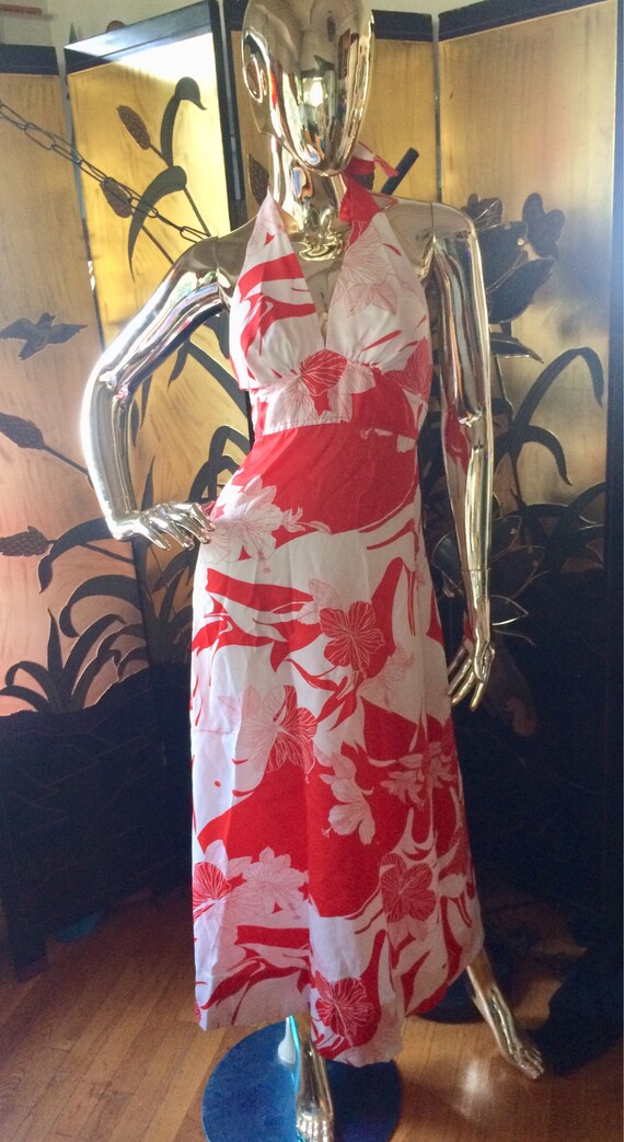 Vintage Hawaiian Halter Maxi Dress