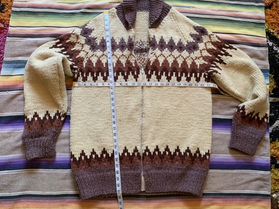 Vintage Cowichan Knit Cardigan Zip Sweater - image 6