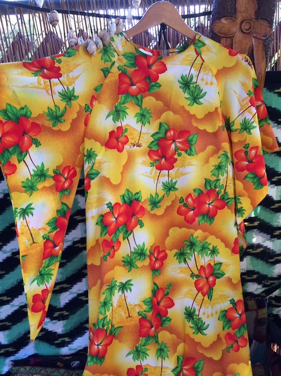 Vintage Hawaiian Kimono Caftan Dress - image 6