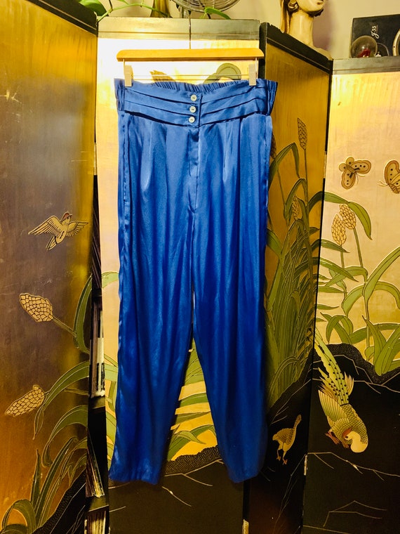 Vintage Satin Royal Blue Pants