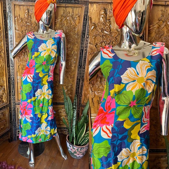 Vintage 60s Hawaiian cotton Dress by Fashions of Hawaii