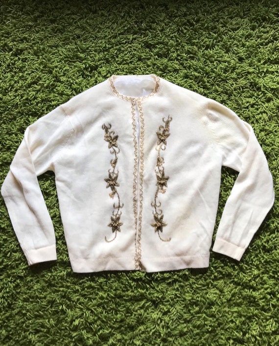 Vintage Beaded Cardigan Sweater - image 7