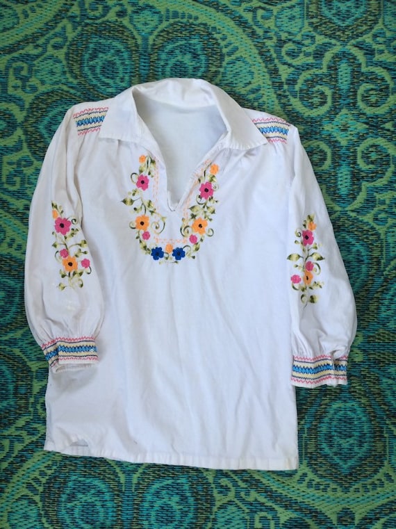 Vintage 60s Embroidered Tunic Top