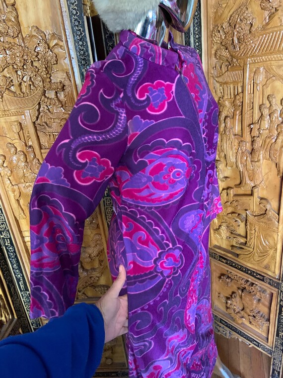 Vintage 70s Purple paisley zip front Housedress c… - image 7