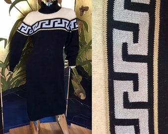 Vintage Sweater Dress with metallic lurex Gold and Silver